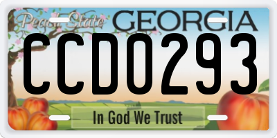 GA license plate CCD0293