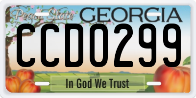 GA license plate CCD0299