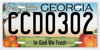 GA license plate CCD0302