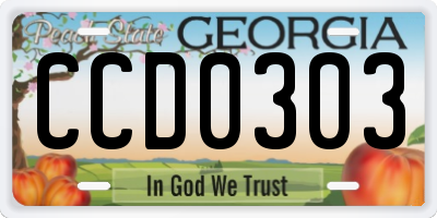 GA license plate CCD0303