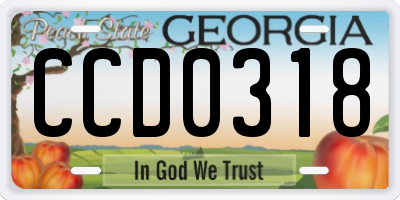 GA license plate CCD0318