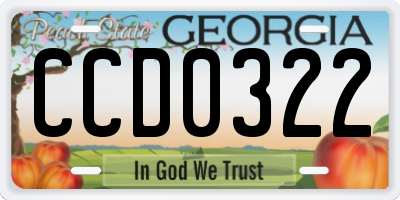 GA license plate CCD0322
