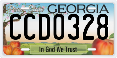 GA license plate CCD0328