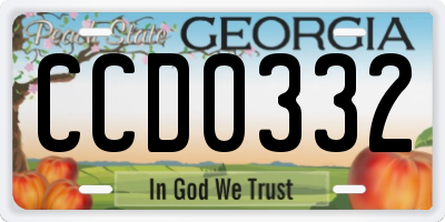 GA license plate CCD0332
