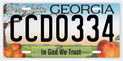 GA license plate CCD0334