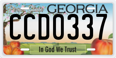 GA license plate CCD0337