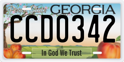 GA license plate CCD0342