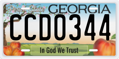 GA license plate CCD0344