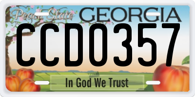 GA license plate CCD0357