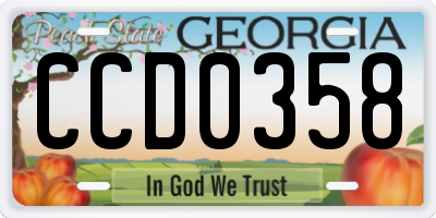 GA license plate CCD0358