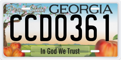 GA license plate CCD0361