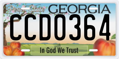 GA license plate CCD0364