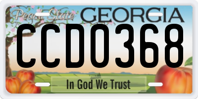 GA license plate CCD0368