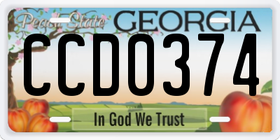 GA license plate CCD0374