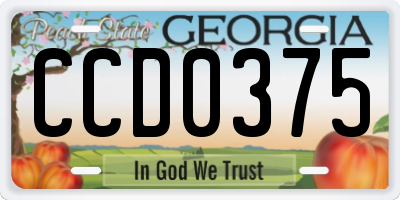 GA license plate CCD0375