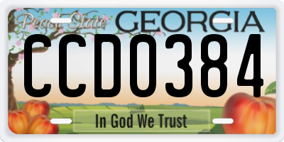GA license plate CCD0384