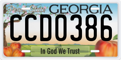 GA license plate CCD0386