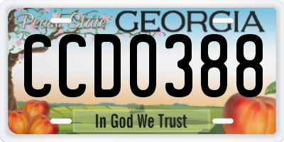 GA license plate CCD0388