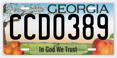 GA license plate CCD0389