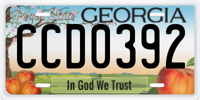 GA license plate CCD0392