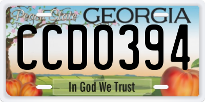 GA license plate CCD0394