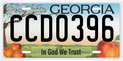 GA license plate CCD0396