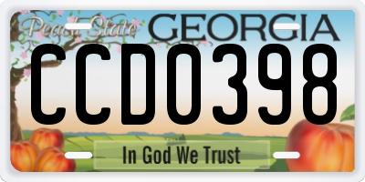 GA license plate CCD0398