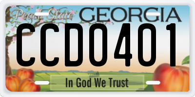 GA license plate CCD0401