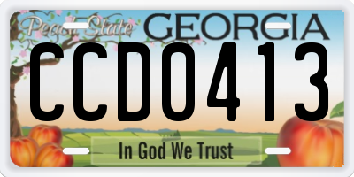 GA license plate CCD0413
