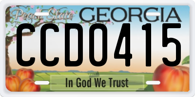 GA license plate CCD0415