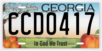 GA license plate CCD0417