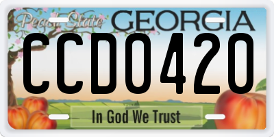 GA license plate CCD0420