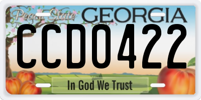 GA license plate CCD0422