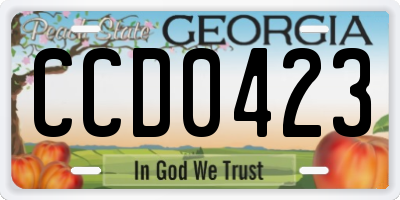 GA license plate CCD0423