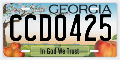 GA license plate CCD0425