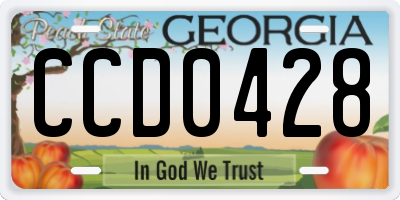 GA license plate CCD0428