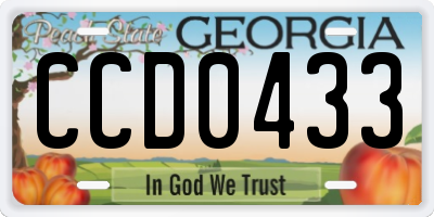 GA license plate CCD0433