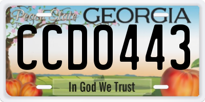GA license plate CCD0443
