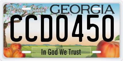 GA license plate CCD0450