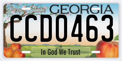 GA license plate CCD0463