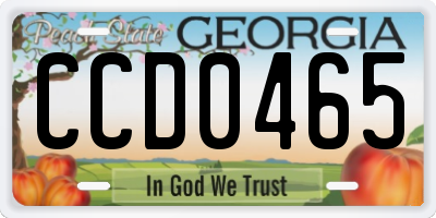 GA license plate CCD0465