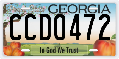 GA license plate CCD0472