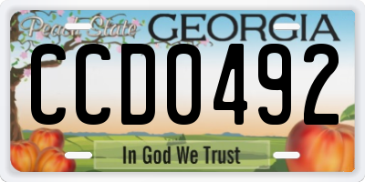 GA license plate CCD0492
