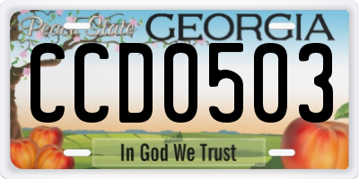 GA license plate CCD0503