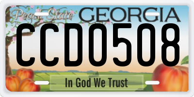 GA license plate CCD0508