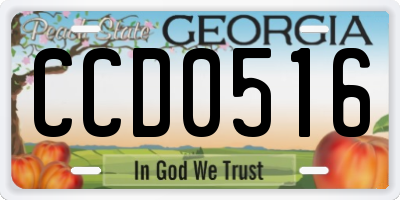 GA license plate CCD0516