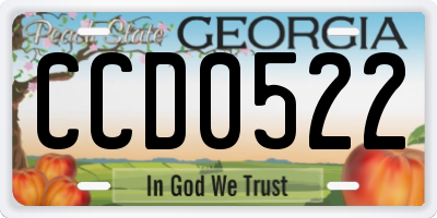 GA license plate CCD0522