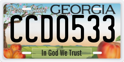 GA license plate CCD0533