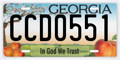 GA license plate CCD0551