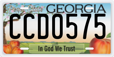 GA license plate CCD0575